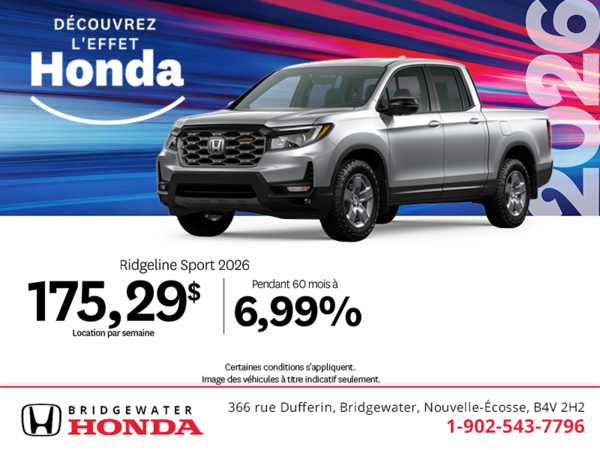 Obtenez le Honda Ridgeline 2026 !