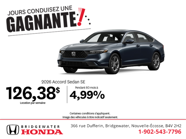 Obtenez le Honda Accord 2026 !