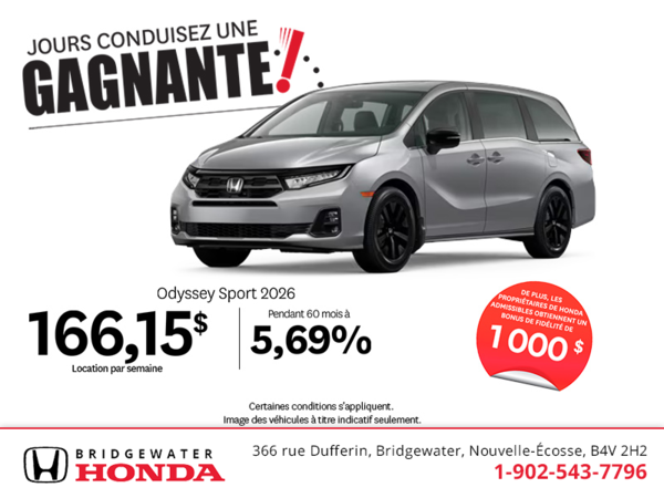 Obtenez le Honda Odyssey 2026 !