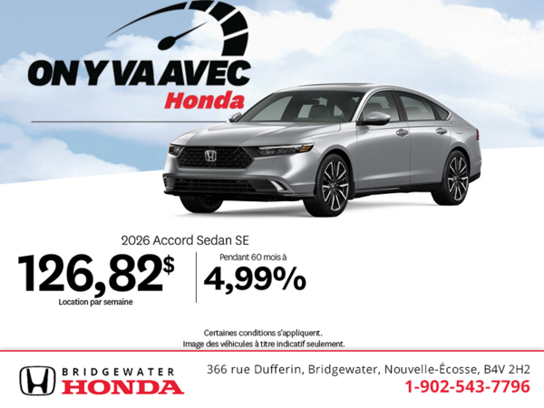 Obtenez la Honda Accord 2026 !