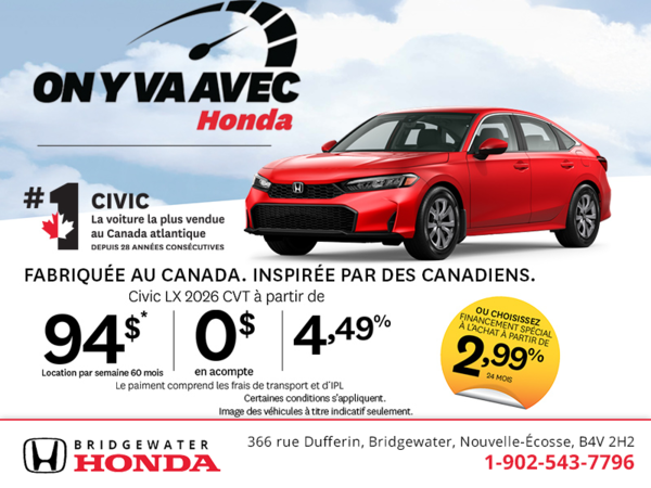 Obtenez la Honda Civic 2026!