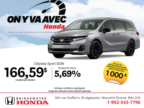 Obtenez la Honda Odyssey 2026 !
