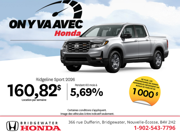 Obtenez le Honda Ridgeline 2026 !