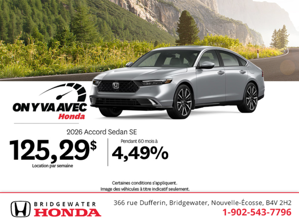 Obtenez la Honda Accord 2026 !