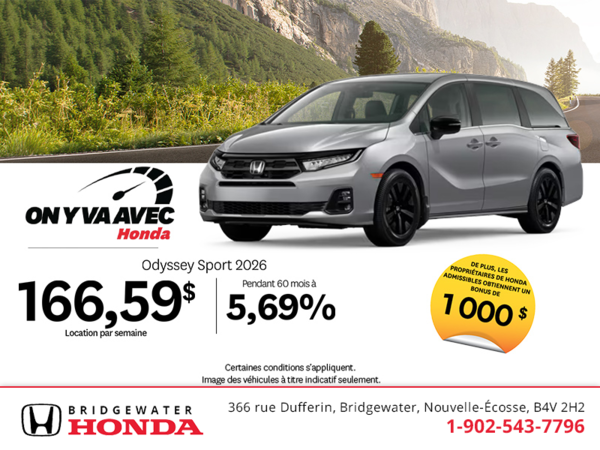 Obtenez la Honda Odyssey 2026 !