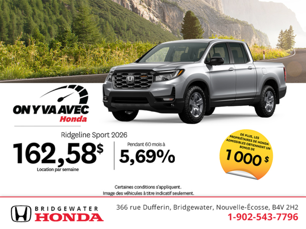 Obtenez la Honda Ridgeline 2026 !