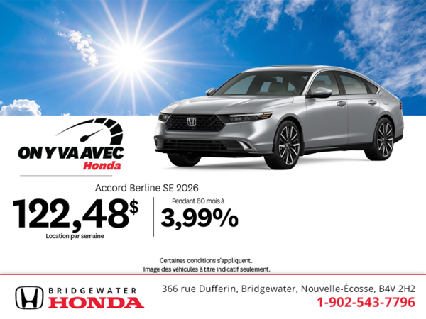Obtenez la Honda Accord 2026 !
