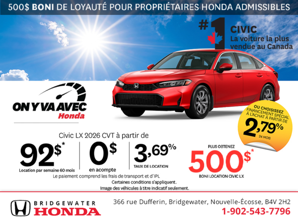 Obtenez la Honda Civic 2026!