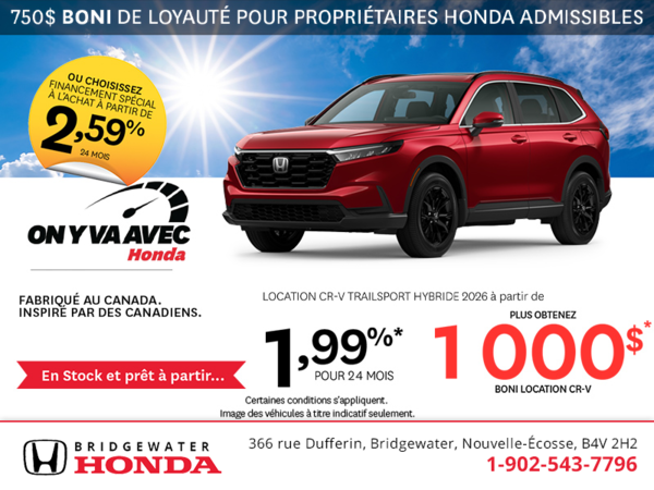 Obtenez la Honda CR-V Hybride 2026 !        