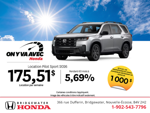 Obtenez la Honda Pilot 2026 !