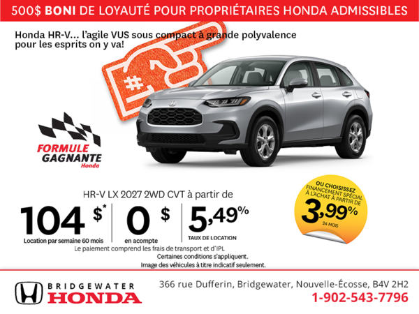 Obtenez la Honda HR-V 2027 !