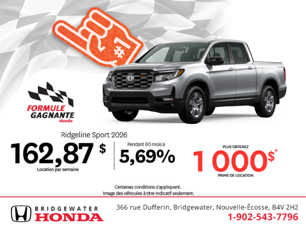 Obtenez la Honda Ridgeline 2026 !