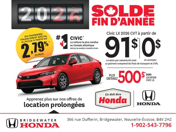 Obtenez la Honda Civic 2026!