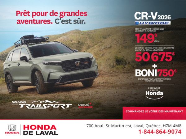 Obtenez le Honda CR-V Hybride 2026!