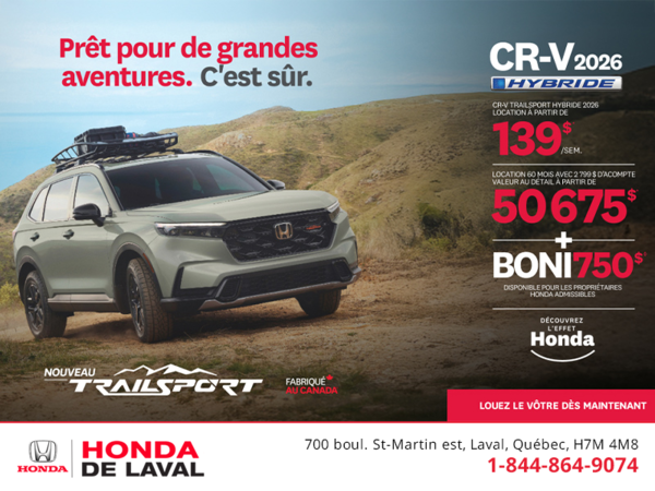 Obtenez le Honda CR-V Hybride 2026!