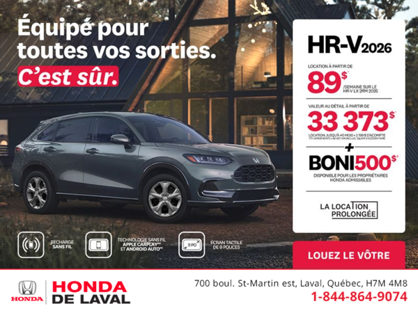 Obtenez le Honda HR-V 2026!