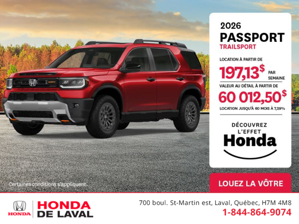 Obtenez le Honda Passport 2026 !