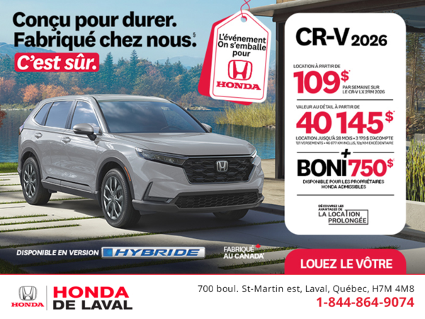 Obtenez le Honda CR-V 2026!