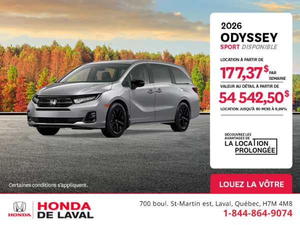 Obtenez le Honda Odyssey 2026 !