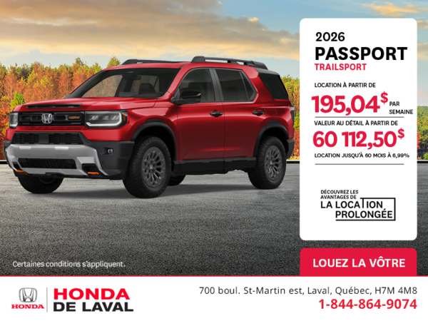 Obtenez le Honda Passport 2026 !