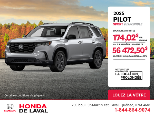 Obtenez le Honda Pilot 2025 !