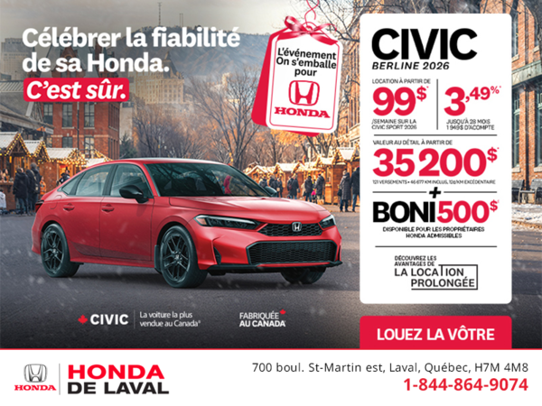 Obtenez le Honda Civic Sport 2026 !