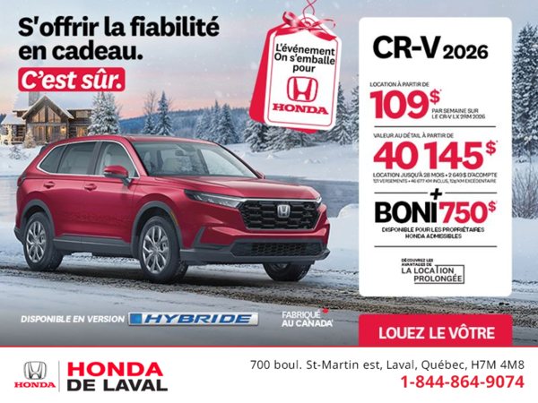 Obtenez le Honda CR-V 2026!