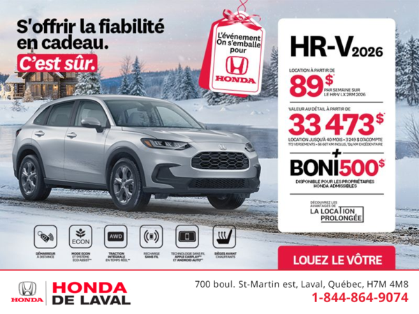 Obtenez le Honda HR-V 2026!