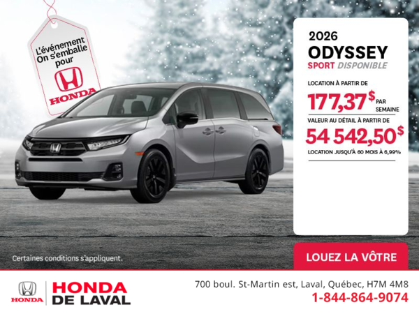 Obtenez le Honda Odyssey 2026 !