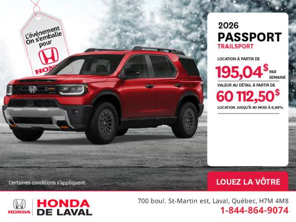 Obtenez le Honda Passport 2026 !