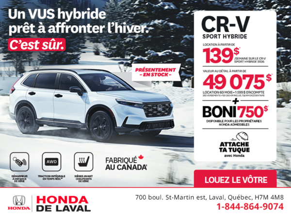 Obtenez le Honda CR-V Hybride 2026!