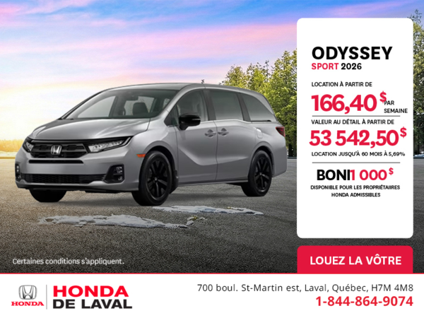 Obtenez le Honda Odyssey 2026 !