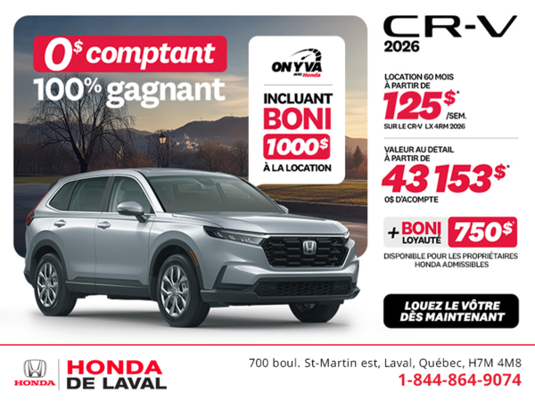 Obtenez le Honda CR-V 2026!