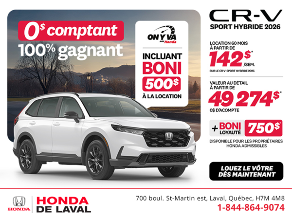 Obtenez le Honda CR-V Hybride 2026!