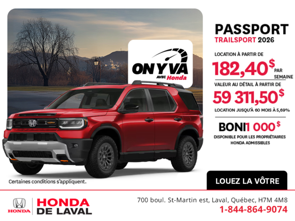 Obtenez le Honda Passport 2026 !