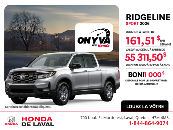 Obtenez le Honda Ridgeline 2026 !