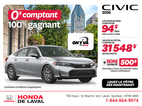 Obtenez la Honda Civic 2026 !