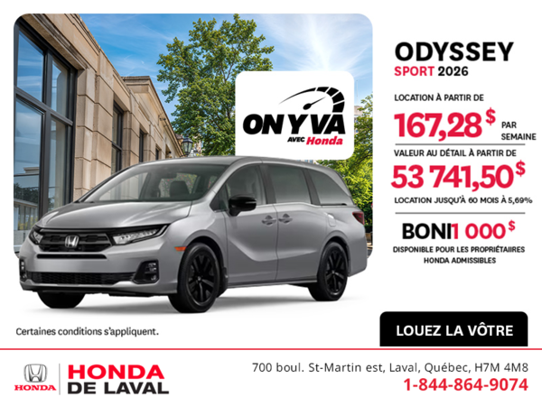 Obtenez la Honda Odyssey 2026 !