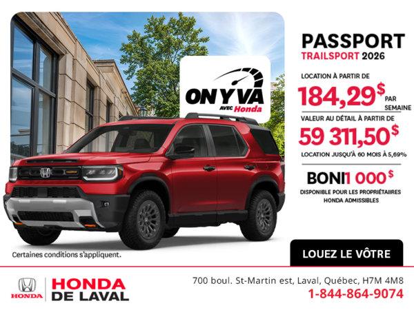 Obtenez la Honda Passport 2026 !