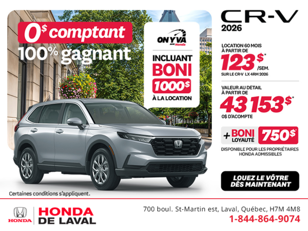 Obtenez le Honda CR-V 2026!