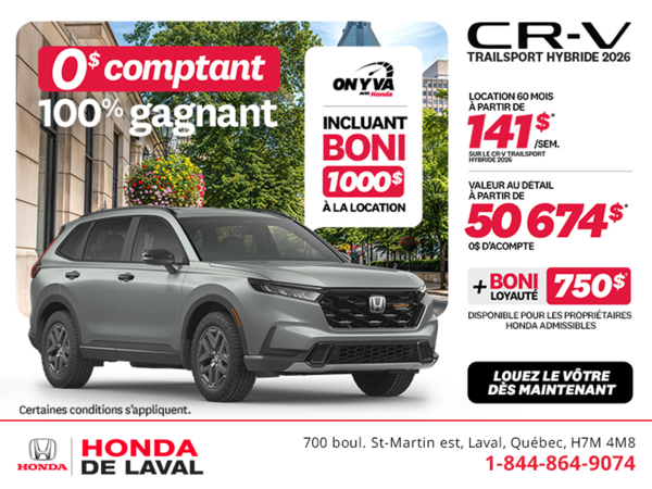 Obtenez le Honda CR-V Hybride 2026!