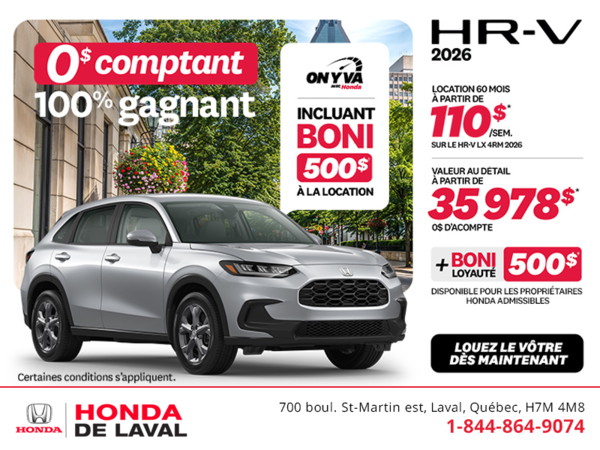 Obtenez le Honda HR-V 2026!