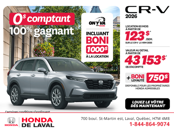 Obtenez la Honda CR-V 2026!