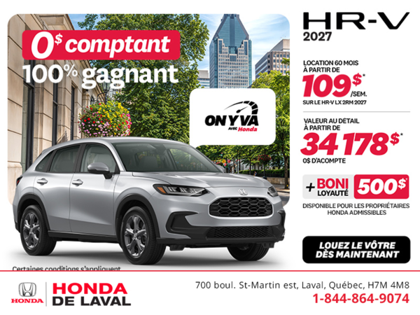 Obtenez la Honda HR-V 2027!