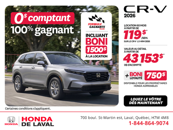 Obtenez la Honda CR-V 2026!