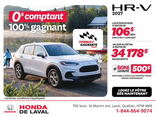 Obtenez la Honda HR-V 2027!