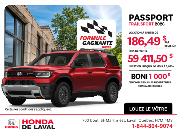 Obtenez la Honda Passport 2026 !