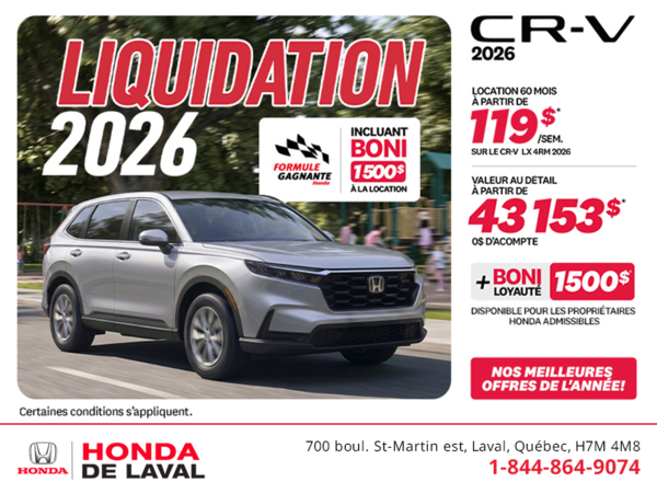 Obtenez la Honda CR-V 2026!