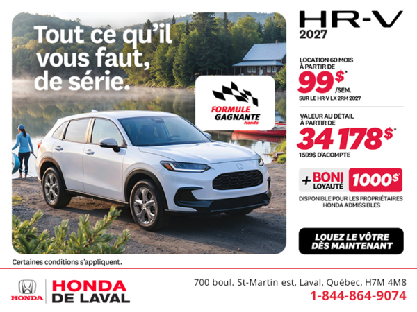 Obtenez la Honda HR-V 2027!