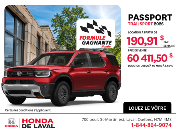 Obtenez la Honda Passport 2026 !